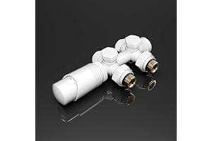 SONNI Multiblock Set for Radiator Connection Fitting Including Thermostatic Tap Block Valve Heating Accessories Corner and Passage Shape White