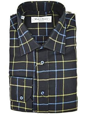 Camicia Uomo Francese Blu Quadretti Giallo Turchese