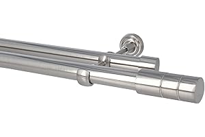 Sento Kit Bastone per Tende in Metallo 25/25mm Acciaio Inox Montaggio a Muro 120 cm ILUSION