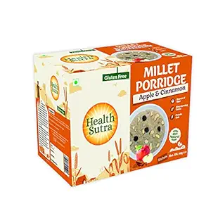 Health Sutra Instant Jowar Porridge, Apple and Cinnamon , High Protein & Fibre Breakfast/Snack, 8 X 50g Single Serve Pouches..