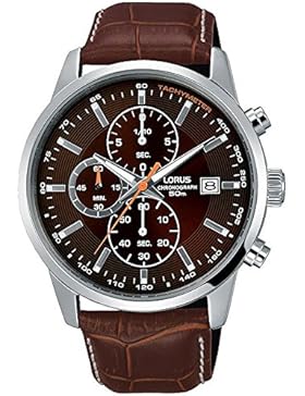 LORUS HERREN-ARMBANDUHR 42MM ARMBAND LEDER GEHÄUSE EDELSTAHL BATTERIE RM339DX9