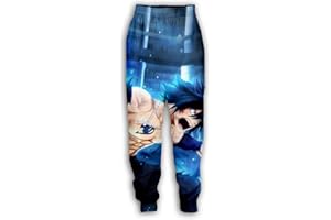 XSLGOGO Unisexe Anime Fairy Tail Pantalons Fullbuster Gray Pantalons de survêtement Dragneel Natsu Graphiques Taille élastique Sarouel avec Cordon de Serrage