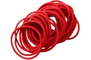 FEIFEI'S BOW 50Pcs Girls Women 2.5mm Thin School Uniform Endless Hair Elastics Bobbles Hair Ties Bands Ponios Ponytail Holders (Red)