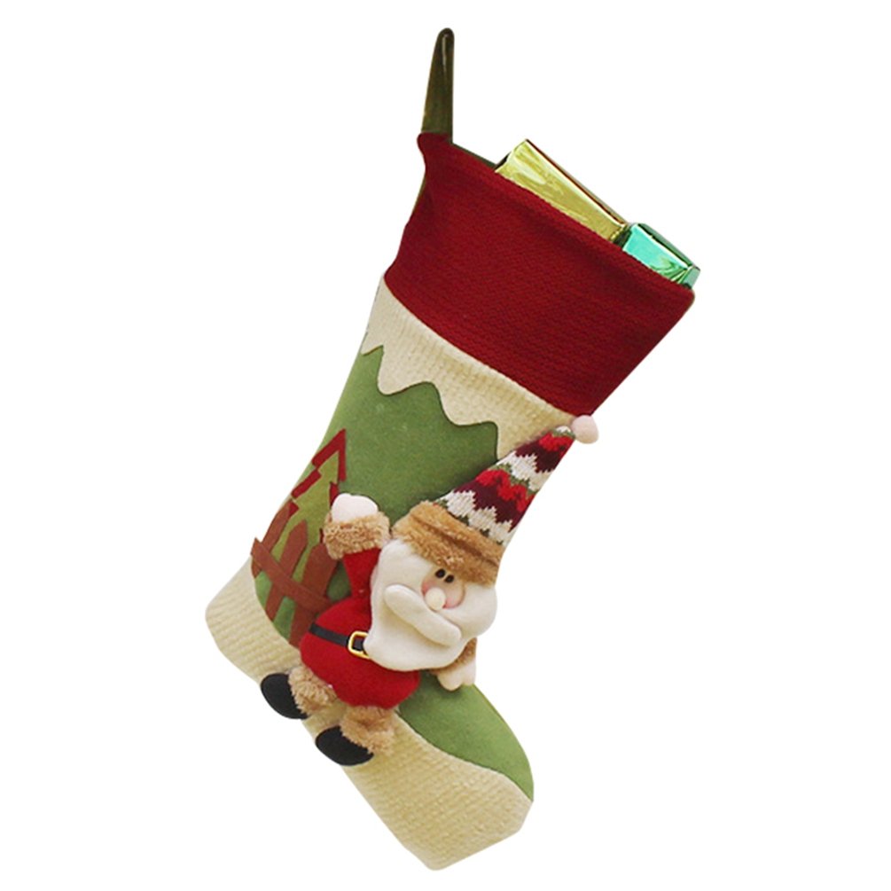 Disegni Di Natale 3d.Yilianda Calza Di Natale Con Decorazione 3d Fatta A Mano In Non Tessuta Disegni Calza Pupazzo Di Neve Renna Babbo Natale Ornamento Natalizio Da Appendere Faceshopping