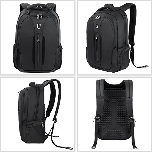 SLOTRA Laptop Rucksack Wasserdicht M  nner Arbeiten Business School Rucksack 15 6-Zoll-Computer-Rucksack Polster Laptopfach Schwarz