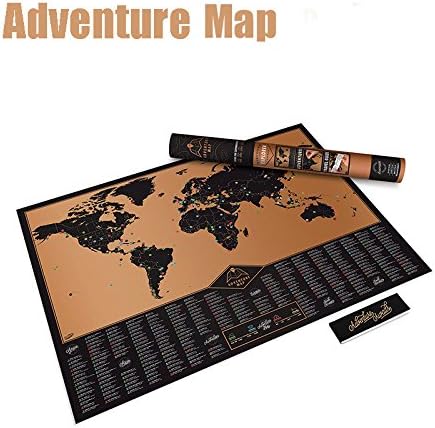 Scratch Off Travel Map Poster - Travel Map Gold Deluxe Edition Scratch Poster, Bright Colors Premium Artwork Poster for Home Decor, Large 83cm x 59.5cm
