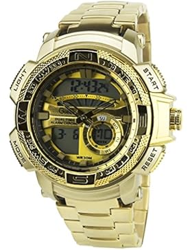 GIORGIO ET DARIO -Herren Armbanduhr Gold Quarz Gold Gehause Stahl Analog Display Typ-Digital Armband Stahl Datum
