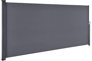 Juskys Auvent latéral Dubai Opaque Extensible, Protection de l'intimité et du Vent pour Balcon et terrasse, Support Mural pour Store latéral - Gris foncé, 500x160cm