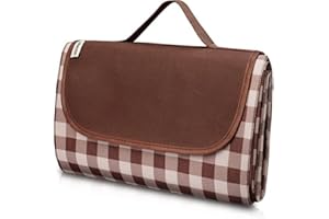 LARUTAN Picknickdecke wasserdicht, große Picknickdecke 200x200CM Stranddecke wasserdicht, sandfest, tragbare Picknickmatte für Strand, Park, Wandern, Camping Großartig für Familienreisen (Braun)