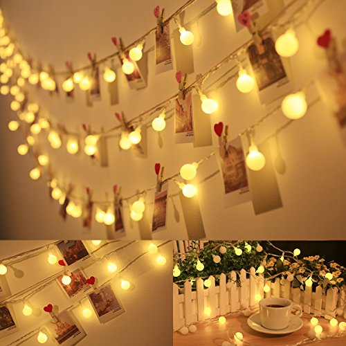 LE 100er LED Kugel Lichterkette 10M 8 Modi mit Memory-Funktion für Innen Außen Party Weihnachten Dekolampe (warmweiss) - 8