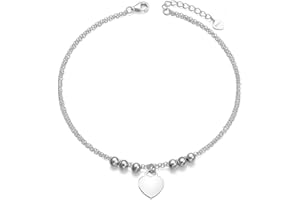 Flyow Layered Anklet Sterling Silver Evil Eyes/Infinity/Faux Turquoise/Shell Pearl/Lotus Chakra Anklet Bracelet for Women Charm Adjustable Beach Foot Chain Jewelry Gift for Summer Day, 9-11 inch