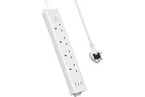 Mscien 4 Way 5m Extension Lead with USB Slots (1 USB C), Long Plug Extension Lead with 5 Metre Extension Cable Cords, Plug Extender Wall Mount, 4 Gang Socket Power Strip with Switch Multiplug