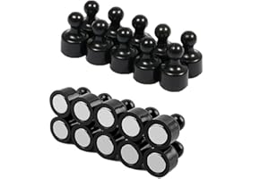 QIKAARA 20 PCS Fridge Magnets Magnetic Push Pins Small Refrigerator Magnets Strong Neodymium Magnets Whiteboard Map Magnets Perfect for Home Kitchen Office School Classroom Black