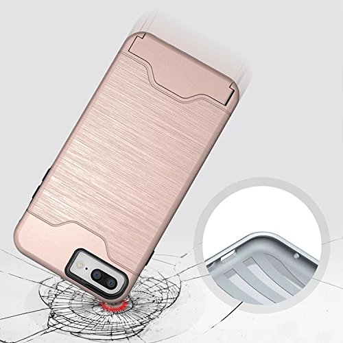 iPhone 7 Plus Hülle, Nakeey Tasche Schutzhülle Card Slots Cover Bumper Protection Hybrid Stand Handyhülle Hülle Ständer For iPhone 7 Plus 5.5″,Rose Gold - 3