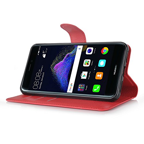 Huawei P8 Lite 2017 Hülle, IVSO Hohe Qualität Advanced Shock Absorption Technology Case Folio Tasche Cover für Huawei P8 Lite 2017 Smartphone (Für Huawei P8 Lite 2017, Rot) - 4