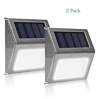 LEVIN [2 Pièces] Lampe Solaire Avec Paneau Solaire En Acier Inoxydable White Light IP44 Etanche