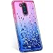 Produktbild Jinghuash Kompatibel mit LG X Power 3 Hülle,3D Liquid Glitzer Sequins Sparkle Schutzhülle mit Bling Glänzend Diamant Strass Dünn Weiche TPU Silikon Handyhülle für LG X Power 3-Rosa blau