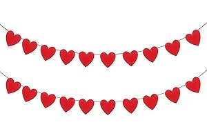 Syhonic (2 Sets) Valentines day Banner Red Heart Garland Banner Valentine Decorations for Party Wedding Anniversary