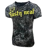 modisches T-Shirt Herren Rundhals Vintage T-Shirt Kurzarm Slim Fit Design Fashion Top Print Shirt 15156-1, Größe:3XL, Farbe:Anthrazit