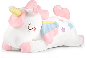 GAGAKU Pluszowa poduszka z jednorożcem, 66 cm, olbrzymi jednorożec, wypchane zwierzę, przytulanka dla dziewcząt, chłopców i dorosłych, jednorożec, prezent na urodziny, rocznicę, biała