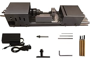 NAMYOPRCE Mini Tornio Perline Lucidatrice Macchina di Lavorazione CNC FAI DA TE per Tavolo La Lavorazione Del Legno Strumento FAI DA TE Tornio Set Standard DC 12V-24V 96W