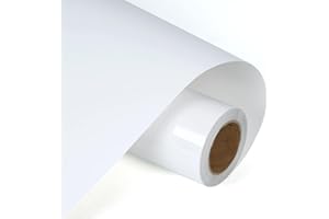 HIKENRI Rotolo flessibile termoadesivo per tessuto, 30,5 x 305 cm, per Cricut Vinile termoadesivo, Flex Vynil termoadesivo, per magliette e vestiti, facile da tagliare e diserbare (bianco)