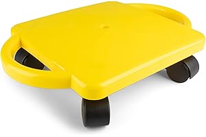 Champion Sports Standard Scooter Board with Handles, Assorted Colors (Yellow or Blue), 12 Inches