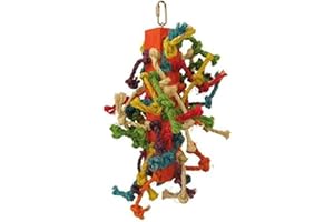 Tyrol Jouet Perroquet Tour de Noeud, Jouet Oiseau avec Tronc 32 cm, Funny et Coloré, Aiguise le Bec, Jouet pour Perroquet Facile à Utiliser, Toutes Tailles