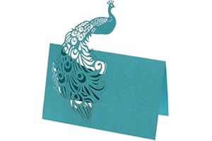 GIVBRO Table Place Card Peacock Patterned Hollowed Tent Card Name Seat Cards for Party Decoration Metting Wedding Supplies Blue, 10 Pcs