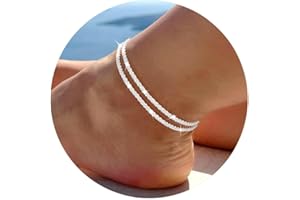 SIXDUTON Cavigliere da donna, boho Regolabile Caviglia Catene Argento Estate Piedi Gioielli Confezione Regalo