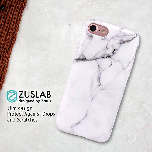 Funda iPhone 8 iPhone 7  ZUSLAB Bonita M  rmol Efecto Dibujo Silicona Suave Antigolpes Tapa Trasera Case Cover Cascara Protectora  M  rmol Blanco 