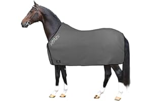 Horses, Manta Polar Para Caballos, Modelo Basic, Suave y Confortable, Ideal Para Transporte y Después del Trabajo (Gris- 145 cm)