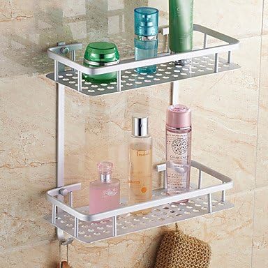 *-* Contemporary Double Shelves Aluminum Material Bathroom Shleves