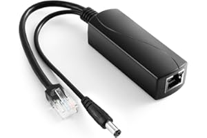 REVOTECH REVODATA Gigabit PoE Splitter 12V/2A DC5.5 x 2.5 mm Plug, 48V PoE to DC 12V/2A Output, Compatible DC 5.5 x 2.1 mm, IEEE802.3af/at 10/100/1000Mbps, Active PoE Adapter Plug & Play (PS5712TG 25)