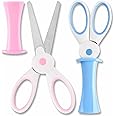 MAKINGTEC Blunted Kids Craft Scissors with Sleeve, 5.2 Inch Small Blunt Tip Training Scissors, Stainless Steel Blades Safety Handles for School Preschool Student Children Cutting Paper (2 Pcs, Bunny)