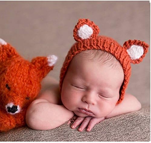 Luxury Cute Newborn Boy Girl Baby Costume Outfits Photography Props Hat Little Fox (Orange)