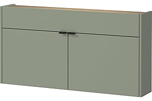 GERMANIA DIE MÖBELMACHER Germania Armadio pensile multiuso con finitura verde tortora/rovere 1398-629 GW-Ameca, profondità ridotta, ideale per corridoi stretti, 110 x 57 x 22 cm (L x A x P)