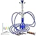 Produktbild Taffstyle® Orientalische 4er Schlauch Party Shisha Wasserpfeife Orientalisch Hookah Glas Bowl Höhe 65 cm - Zubehör - 4 Schläuche, 5 Mundstücke, Zange und Kohle Holzkohle 1 Rolle mit 10 Stück / Blau