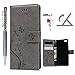 Produktbild Huawei P8 Lite Hülle, Pincenti Leder Flip Wallet Cover in Book Style Stand Case Card Slot Leder Tasche Case Karteneinschub und Magnetverschluß Kratzfestes und Schmutzunempfindliches in Gray Schmetterlings-Rebe für Huawei P8 Lite+ Stylus Stift +Staubstecker2016 Edition)