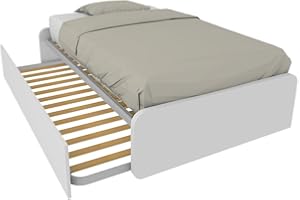 MOBILFINO CAMERETTE 864R - Letto cameretta 120x190 1piazza e Mezzo con Secondo Letto Estraibile e Testate Personalizzabili.Reti Incluse - Testate Basse, Bianco