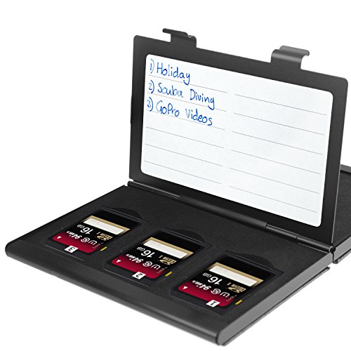 Premium Schützendes Gehäuse für Aluminium Speicherkarte Tragetasche mit anpassbarem Innerem von CamKix – Organisieren und schützen Sie Ihre SD-Karten, Micro SD-Karten, Memory Stick und Compact Flash (CF) Speicherkarten (Kompatibel mit allen Speicherkarten Marken wie Sandisk, Transcent, Kingston, Sony, Lexar usw.) enthält den Speicherkarten Gehäusehalter / 4 Benutzerdefinierte EVA Einsätze / Klebesticker – Ideal für Reisen oder Aufbewahrung zuhause - 3