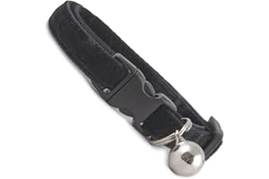 COOL CAT COLLARS Liquorice Black Double Velvet Soft Cat Collar. Beautiful cat safety collars with bell available in a range colours made in the UK from velvet ribon, purrfect for your kitty
