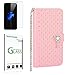 Price comparison product image Penlicraft iPhone 8 Plus Case Screen Protector,iPhone 7 Plus Wallet Case, Magnetic Flip PU Leather [Star in Sky] Glitter Bling Starry Starry Night Flip Case For iPhone 8 Plus/iPhone 7 Plus (pink)