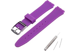 MCXGL Correa de repuesto para correa de goma de silicona resistente al sudor Swatch con hebilla de acero inoxidable de 19 mm