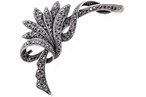 KAWADU Rhinestone Black Flower Brooches for Women Fashion Vintage Brooch Pin Party Wedding Accessories Large Broches Gift