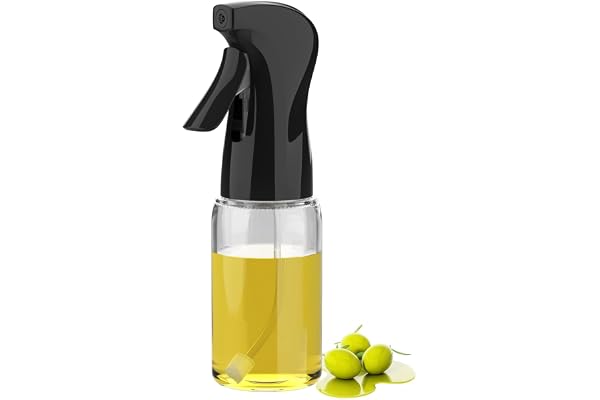 GRIFEMA Pulvérisateur d'Huile à Jet 200 ml en Verre - Distributeur Antigoutte Réglable pour Huile, Vinaigre, Cuisson, Grillades et Friteuse à Air - Nettoyage Facile, Modèle GE2003B (Noir)