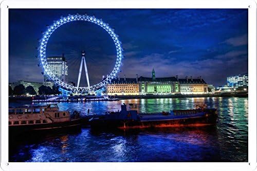 Metal Poster Tin Sign Plate The London Eye Retro Vintage Wall Décor by hamgaacaan (20x30cm)