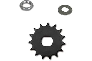 BISOMO 3-teiliges Set aus Ritzel 15 Zahn, Befestigungsmutter und Sicherungsblech für Simson S51, S70, S53, SR50, SR80, Schwalbe KR51/2