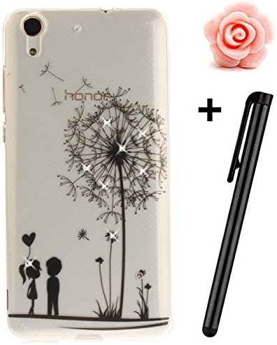 Huawei Y6 II Case,Huawei Y6 II Cover,3D Bling Glitter Soft Case For Huawei Y6II/Y6 2,TOYYM Ultra Slim Clear Transparent Crystal Dandelion Lovers Pattern Case Bumper TPU Silicone Back Case Cover For Huawei Y6II/Y6 2