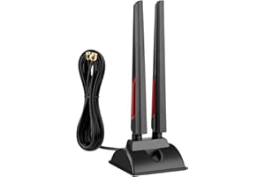 Superbat High Gain WiFi 6E Aerial Tri-Band Antenna 2.4GHz 5GHz 6GHz Magnetic RP-SMA Antenna for PC Desktop Computer WiFi 6 6E Router Bluetooth Gaming Motherboard PCIe Network Card etc